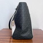 Michael Kors Kimberly Black White Bonded Small Leather Tote Purse Photo 4