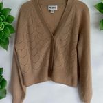 Filoro Pointelle Heart 2 Ply 100% Cashmere Cardigan Honey Size Small Swe… Tan Photo 1