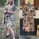 Never A Wallflower Ruffle Neck Damask Babydoll Cotton Mini Dress Photo 1