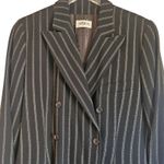Apara Paris Pinstripe Blazer Women's Business Casual Wool Size 42‎ / XL Blue Photo 2