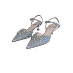 Miu Miu NIB Crystal Embellished Glitter Kitten Heel Pumps in Silver Size 38.5 Photo 2