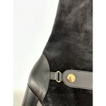 Longchamp Black Suede Leather Block Heel Knee-High Tall Boots Size 40 Photo 3