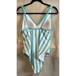 Kona Sol  Size 14W Turquoise Stripe‎ One Piece Swimsuit NEW Adjustable Beach Pool Photo 1