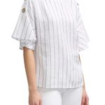 Black Rainn ELLEN TRACY women’s size small hi low hem blouse dolman sleeves linen blend NWT Photo 8