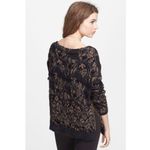 Free People  • Floral Fields sweater black tan knit linen alpaca fuzzy zipper Photo 11