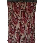 Vintage Y2K Denim Jean Chiffon Paisley Pattern Midi Skirt Lace Up Size 12 Blue Photo 0