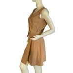 VINTAGE 1990'S GANTOS BROWN EMBROIDERED VEST AND WRAP SKIRT SUIT (6) Tan Photo 4