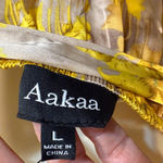 Aakaa  Yellow HOLTZ SATIN PRINTED HALTER JUMPSUIT Large NWT Photo 7