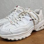 Skechers  Women's Energy Timeless Vision Sneakers 10 White Sport Leather Lace Up Photo 1