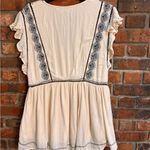 Free People  womens Falling Water embroidered boho  tunic top white/blue M Photo 3
