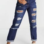 ASOS NWT Parisian Boyfriend Jeans Womens 10 Dark Wash Distressed Slouchy Tomboy Photo 0
