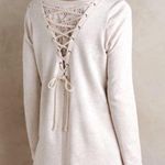 Anthropologie  Everleigh Oatmeal Lace Up Back Hi Lo Sweater S Photo 0