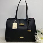Trina Turk Purse Handbag Satchel Bag Solid Black Noir Floral Lining NWT Photo 0