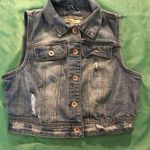 Ymi Women’s Distressed Jean Vest Sleeveless Cropped Size M Photo 0