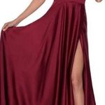 La Femme 28571 Prom Dress Satin Empire Waist Sleeveless Gown Wine Size 2 Photo 0