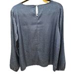 Jason Wu NEW  Top Womens Medium Blue Long Sleeve Workwear Textured Quiet Luxury Photo 1