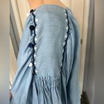 ZARA  Denimwear Chambray‎ Embroidered Pom Pom Peasant Boho Oversize Top Photo 3