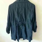 CAbi S Blue 100% Cotton Button Front Jacket Roll Tab Sleeve Unlined Denim Tunic Photo 2