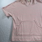 Jane & Delancey Women's Small Pink/Cream Striped Short Sleeve Hooded Terry Shirt Pink Photo 7