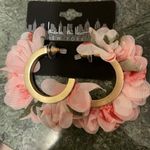 Nicole Miller New  gold hoops, embellished with silk petals Photo 0