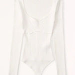Abercrombie & Fitch Abercrombie Corset Sweetheart Sweater Bodysuit in white Photo 0