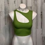 Pull & Bear  Lime Green Cutout Tank Top | Ribbed Asymmetrical Crop Top Size XS Photo 0