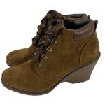 White Mountain *New Liberty Wedge Ankle Booties Womens 9M Brown Suede Lace Up Photo 3