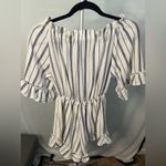 Ava Navy Blue & White Stripe Off‎ the Shoulder Romper Size 6 Photo 4