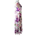 NEW Lascana Flutter Sleeve Flowy Viscose Midi Dress White Purple Pink Floral 8 Photo 6