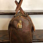 ETRO Red Paisley Boston Travel Bag Speedy 30 Top Handle Tote Lock and Keys Photo 6