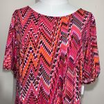 Kim Rogers Curvy Dress Size 1X Pink Orange Zigzag Print Stretch Knit NWT Plus Si Photo 1