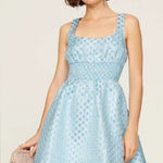 Hill House Cher Snowflake Light Blue Brocade Mini Dress Size Large Photo 0