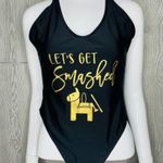 Let’s get smashed funny Pinata black one piece bathing suit swimwear swimsuit l Gold Size L Photo 5