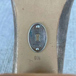 Fossil  Maddox Gold Leather chunky block heel with silver buckle toe pump Y2K 8.5 Photo 4