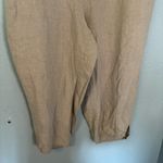 Flax  Womens 100% Linen Tan Pull On Cropped‎ Tapered Pants Photo 5