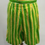 Vintage 80s Striped Wrap Front Skort Patterned Cotton Lime Green Yellow Womens M Size M Photo 5