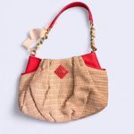 Vera Wang SIMPLY VERA  Tan and Red Women's woven Handbag Photo 0