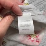 J.Jill Love Linen Cream Pink Red Floral Print 100% Linen Lace Crochet Blouse SP Photo 4