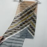 Vintage Multicolor Diagonal Stripe Long Rectangle Scarf Sheer Polyester Blue Photo 8