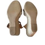 Old Navy Oatmeal Canvas & Tan Leather Espadrille Wedges Size 8.5 Photo 2