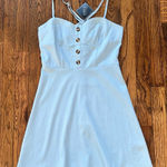 Zaful NWT Button Crisscross Cami Dress Baby Blue Small 4 Photo 0