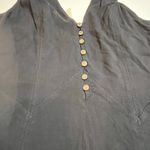 Free People  Intimately Black Wide Strap Button Front Tank Top SZ M Flowy Rayon Photo 2