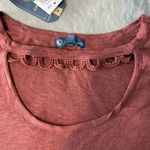 Democracy  Women’s Short Puff Sleeve Crewneck Crochet Cutout Knit Top, L Photo 2