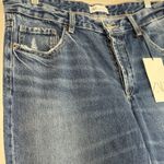 ZARA NWT Women High Waisted baggy wide leg denim ankle jeans Sz 10 raw hem Boho Photo 2