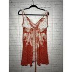 Free People  Morning Sun Floral Lace Trim V Neck Mini Slip Dress Coral White Sz S Photo 5