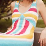 Solid & Striped Women's Blue Striped Sleeveless V-Neck Sheath Dress Size S Photo 4