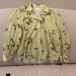 Sundays  Butterfly Flutter Print Button Down in Lime Photo 2