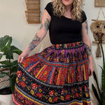 90's Phool Indian Cotton Maxi Skirt size large Red Photo 0