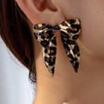 🤠🤠🤠BOGOHO 🤠🤠🤠Bow tie Leopard Earrings Black Photo 1