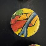 Vtg Pier 1 Imports Dress Your Shirt 4 Button Covers Art‎ Abstract Delicate Boho Yellow Photo 2